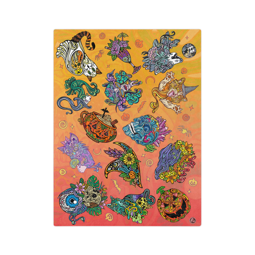 Halloween Collage (ORNG) by Chaya Av Velveteen Minky Blanket 60x80