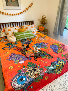 Halloween Collage (ORNG) by Chaya Av Velveteen Minky Blanket 60x80