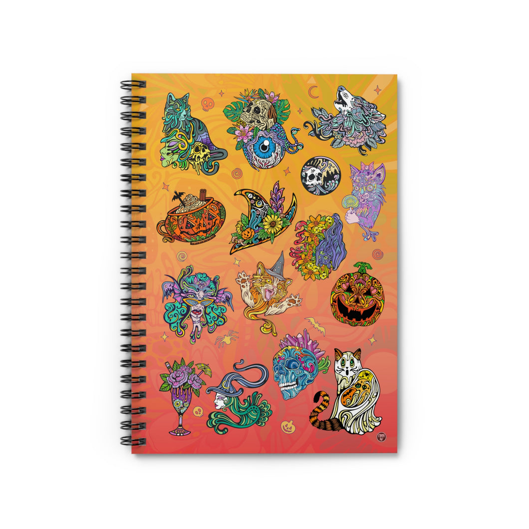 Halloween Collage (ORNG) by Chaya Av Spiral Notebook - Ruled Line