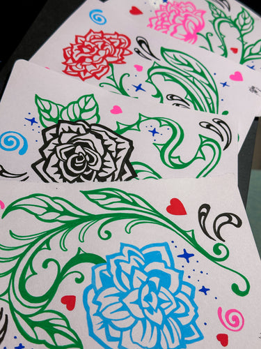 4 COFFEE DOODLES (JAN 2025) - PICK A ROSE COLOR!