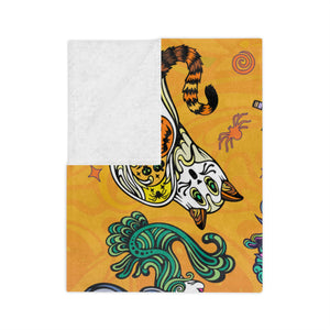 Halloween Collage (ORNG) by Chaya Av Velveteen Minky Blanket 60x80