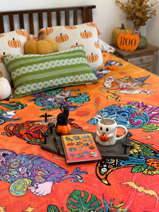 Halloween Collage (ORNG) by Chaya Av Velveteen Minky Blanket 60x80
