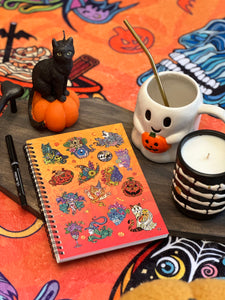 Halloween Collage (ORNG) by Chaya Av Spiral Notebook - Ruled Line