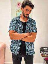 BLUE EYE SWIRL BUTTON UP COLLARED SHIRT