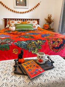Halloween Collage (ORNG) by Chaya Av Velveteen Minky Blanket 60x80